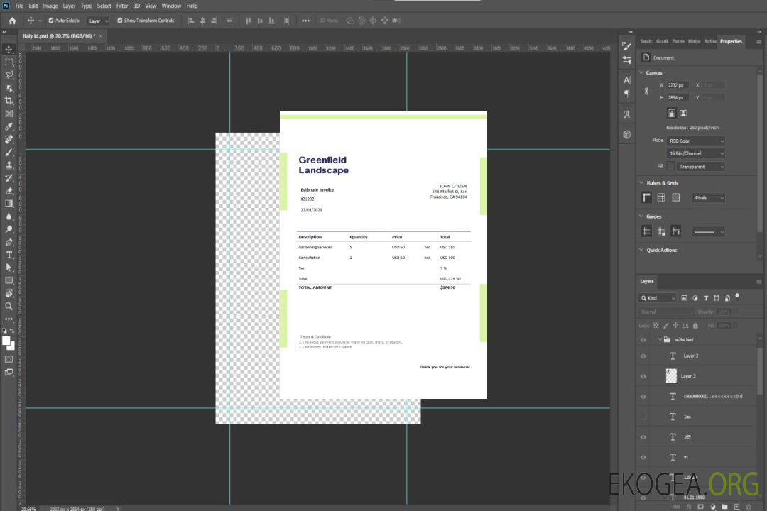 Facture USA Greenfield Landscape template